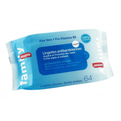 assanis family 64 lingettes antibactériennes