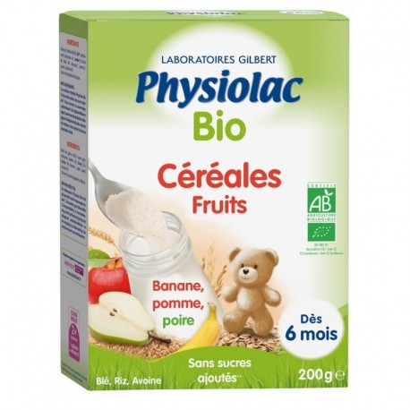 Physiolac Bio Céréales Fruits Dès 6 Mois 200 g3518646124518