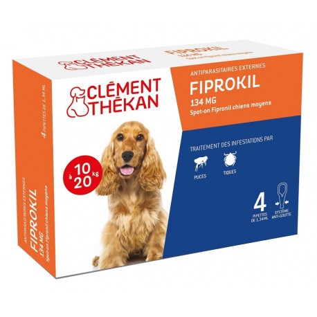 Clément Thékan Fiprokil 134 mg Chiens Moyens 4 Pipettes 3283021955635