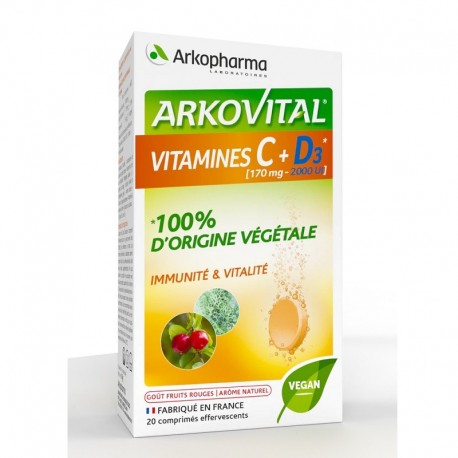Arkopharma Arkovital Vitamines C + D3 20 Comprimés Effervescents 3578835503500