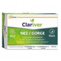 Clariver Nez/Gorge Jour & Nuit 15 Comprimés à Sucer 3614819998013