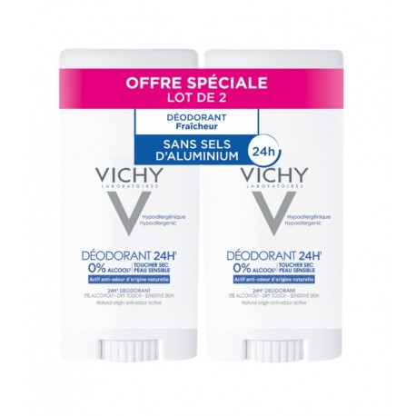 Vichy Déodorant 24H Toucher Sec Peau Sensible Stick 2 x 40 ml 3433425001005