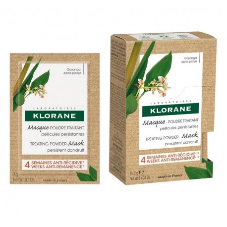 Klorane Masque-Poudre Traitant Pellicules persitantes au Galanga 8 x 3 g 3282770150162