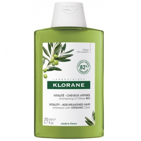 Klorane Vitalité Cheveux Affinés Shampoing à l'Olivier Bio 200 ml 3282770144574