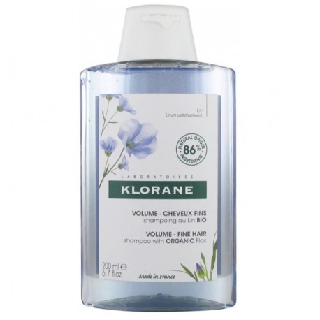 Klorane Volume Cheveux Fins Shampoing au Lin Bio 200 ml 3282770147292