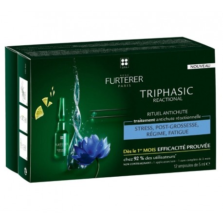 René Furterer Triphasic Reactional Sudden Hair Loss Treatment 12 Ampoules 3282770209686