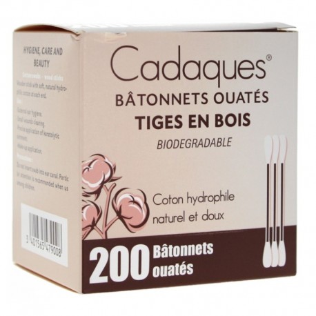 Cadaques 200 Batonnets Ouatés Tiges en Bois 3428670600011
