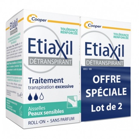 Etiaxil Détranspirant Traitement Transpiration Excessive Aisselles Peaux Sensibles 2 x 15 ml 3614810000623