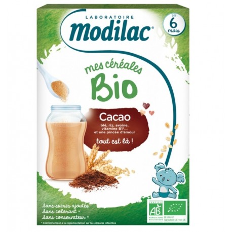 Modilac Mes Céréales Bio Cacao 250 g 3572731202376