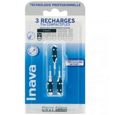 Inava 3 Recharges Trio Compact/Flex Brossettes Interdentaires ISO 0 0,6 mm 3577056020230