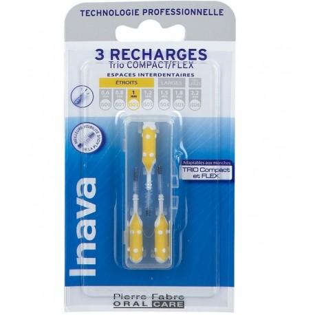 Inava 3 Recharges Trio Compact/Flex Brossettes Interdentaires ISO 2 1 mm 3577056020254