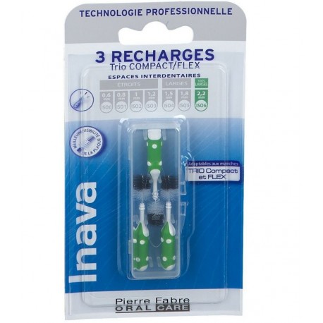 Inava 3 Recharges Trio Compact/Flex Brossettes Interdentaires ISO 6 2,2 mm 3577056020292