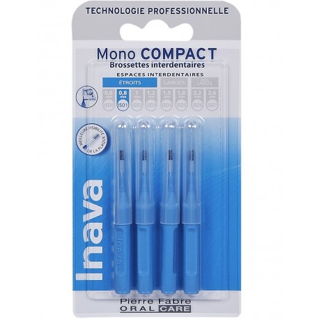Inava Mono Compact 4 Interdental Brushes Blue 0,8 mm 3577056020322
