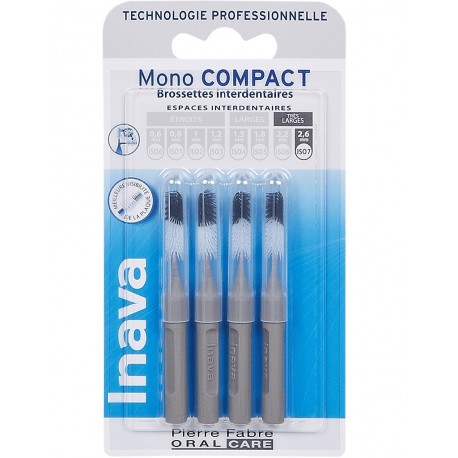 Inava Mono Compact 4 Interdental Brushes Grey 2,6 mm 3577056020384