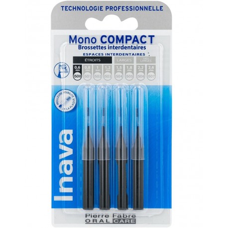 Inava Mono Compact 4 Interdental Brushes Black 0.6 mm 3577056020315
