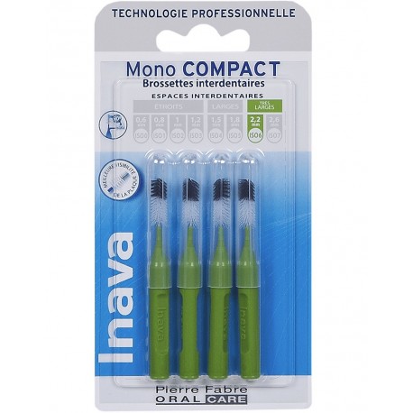 Inava Mono Compact 4 Brossettes Interdentaires Vert 2,2 mm 3577056020377