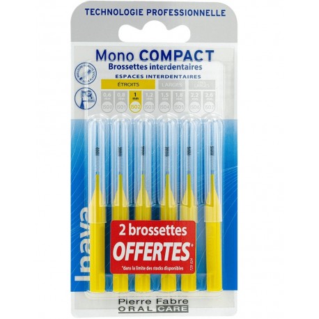 Inava Mono Compact 6 Interdental Brushes Yellow 1 mm 3577056020803