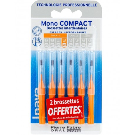 Inava Mono Compact 6 Interdental Brushes Orange 1.2 mm 3577056020834