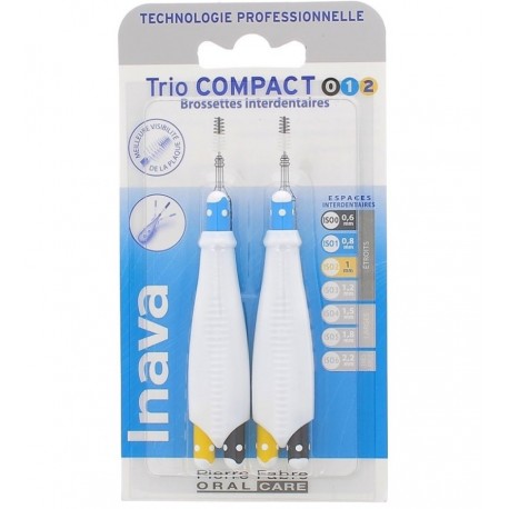 Inava Trio Compact 6 Brossettes Interdentaires ISO 1/2/3 0,6 à 1 mm 3577056020179
