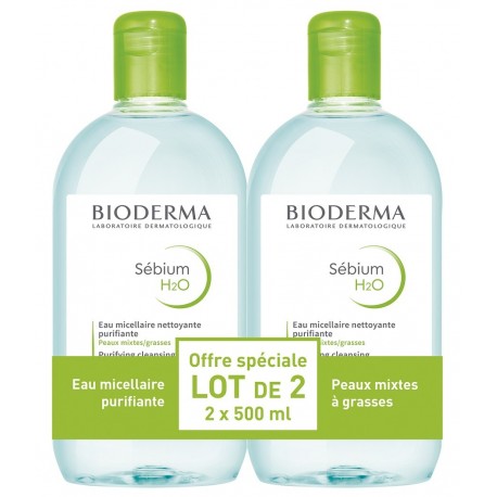 Bioderma Sebium H2O Purifying Micellar Water 2 x 500 ml 3401325629209