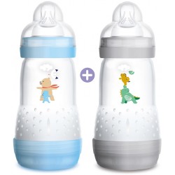 Mam 2 Biberons Anti-Colique 260 ml Bleu Tétine Débit 2