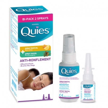 Quies Anti-Ronflement Bi-pack Spray Nasal 15 ml + Spray Buccal 70 ml 3435171501006