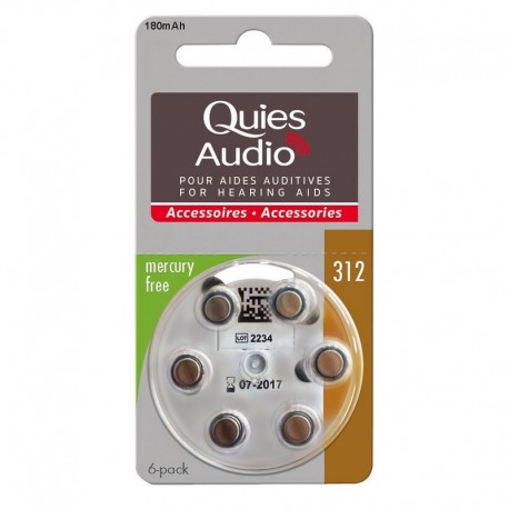 Quies Audio Piles pour Aides Auditives Modèle 312 3435171341305
