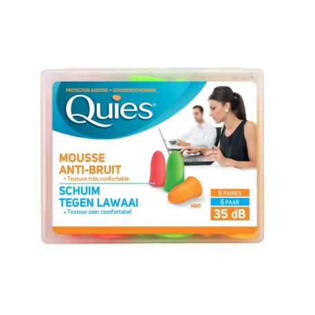 Quies Protection Auditive Mousse Anti-Bruit Fluo 6 Paires 3435176190137