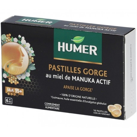 Humer Pastilles Gorge au Miel de Manuka Actif 16 Pastilles 3664492014227