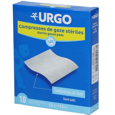 Urgo Sterile Gauze Compresses 7.5 cm x 7.5 cm Box of 10 3664492015149