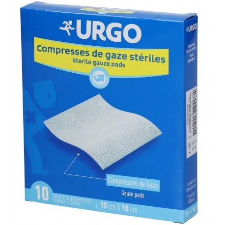 Urgo Sterile Gauze Compresses 10 cm x 10 cm Box of 10 3664492018546