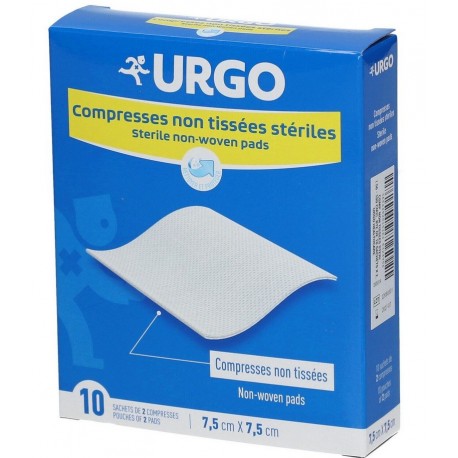 Urgo Non Woven Sterile Compresses 7.5 cm x 7.5 cm Box of 10 3664492015163