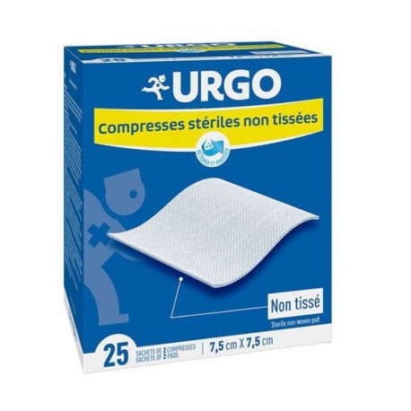 Urgo Compresses Stériles Non Tissé 7.5 cm x 7.5 cm Boîte de 25 3664492015170