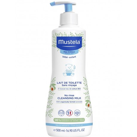 Mustela No-Rinse Cleansing Milk with Organic Avocado 500 ml 3504105035563