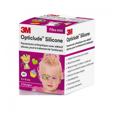 3M Opticlude Silicone Girls Pansements Orthoptiques 5 cm x 6 cm 4054596757868