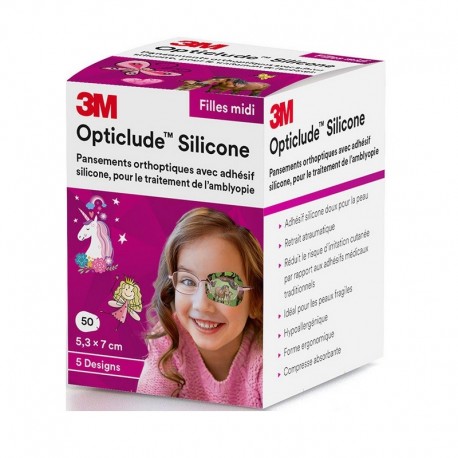 3M Opticlude Silicone Girls Pansements Orthoptiques 5,3 cm x 7 cm 4054596748187