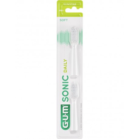 Gum Sonic Daily 2 Têtes de Brosse Souple Blanche 7630019904797