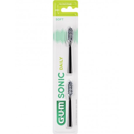 Gum Sonic Daily 2 Têtes de Brosse Souple Noire 7630019904803