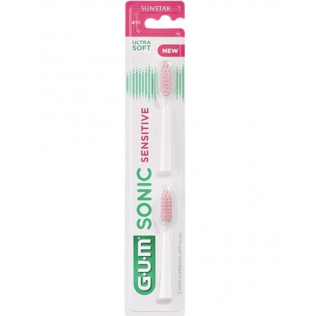 Gum Sonic Sensitive 2 Têtes de Brosse Ultra Souple 4111 7630019904742
