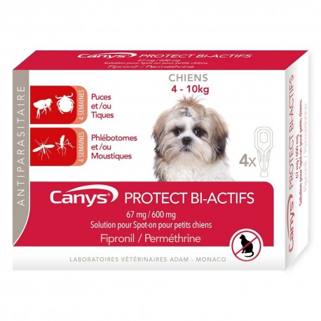 Canys Protect Bi-Actifs 67mg/600 mg Solution pour Spot-on Chiens 4-10 kg 4 Pipettes 3700483097067