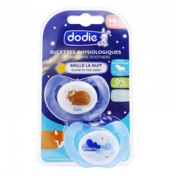 Dodie 2 Sucettes Physiologiques Nuit Silicone +6 mois P79 3700763509198