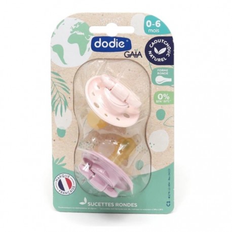 Dodie Gaia 2 Sucettes Anatomiques Rondes Caoutchouc 0-6 mois C1 3700763509112