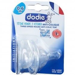 Dodie Initiation+ Tétine Ronde 3 Vitesses Anti-Colique 0-6 mois Débit 1 3700763536347