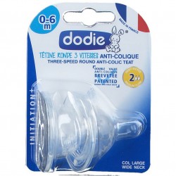 Dodie Initiation+ Tétine Ronde 3 Vitesses Anti-Colique 0-6 mois Débit 2 3700763536354