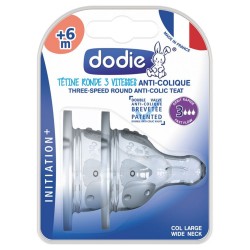 Dodie Initiation+ Tétine Ronde 3 Vitesses Anti-Colique +6 mois Débit 3 3700763536361