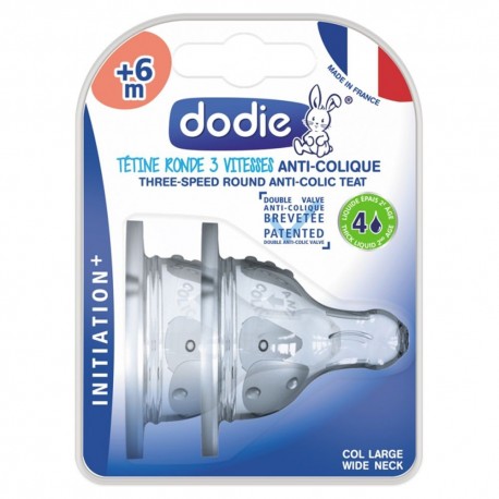 Dodie Initiation+ Round Teat 3 Speeds Anti-Colic +6 months Flow 4 3700763536378