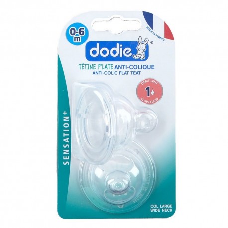 Dodie Sensation+ Flat Anti-Colic Teat 0-6 months Flow 1 3700763501536