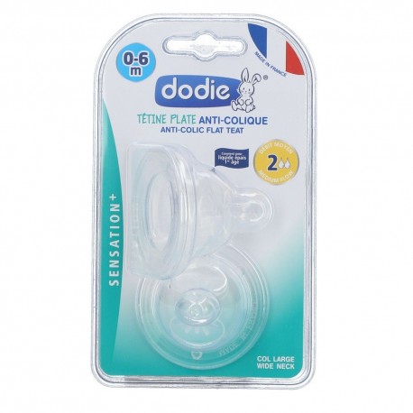 Dodie Sensation+ Tétine Plate Anti-Colique 0-6 mois Débit 2  3700763501543