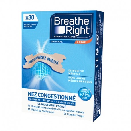 Breathe Right Original Nasal Strips Large Size x 30 0810071800597