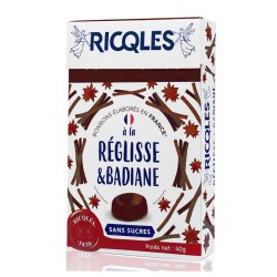 Ricqlès Bonbons Réglisse Badiane Sans Sucre 40 g 3428884045004
